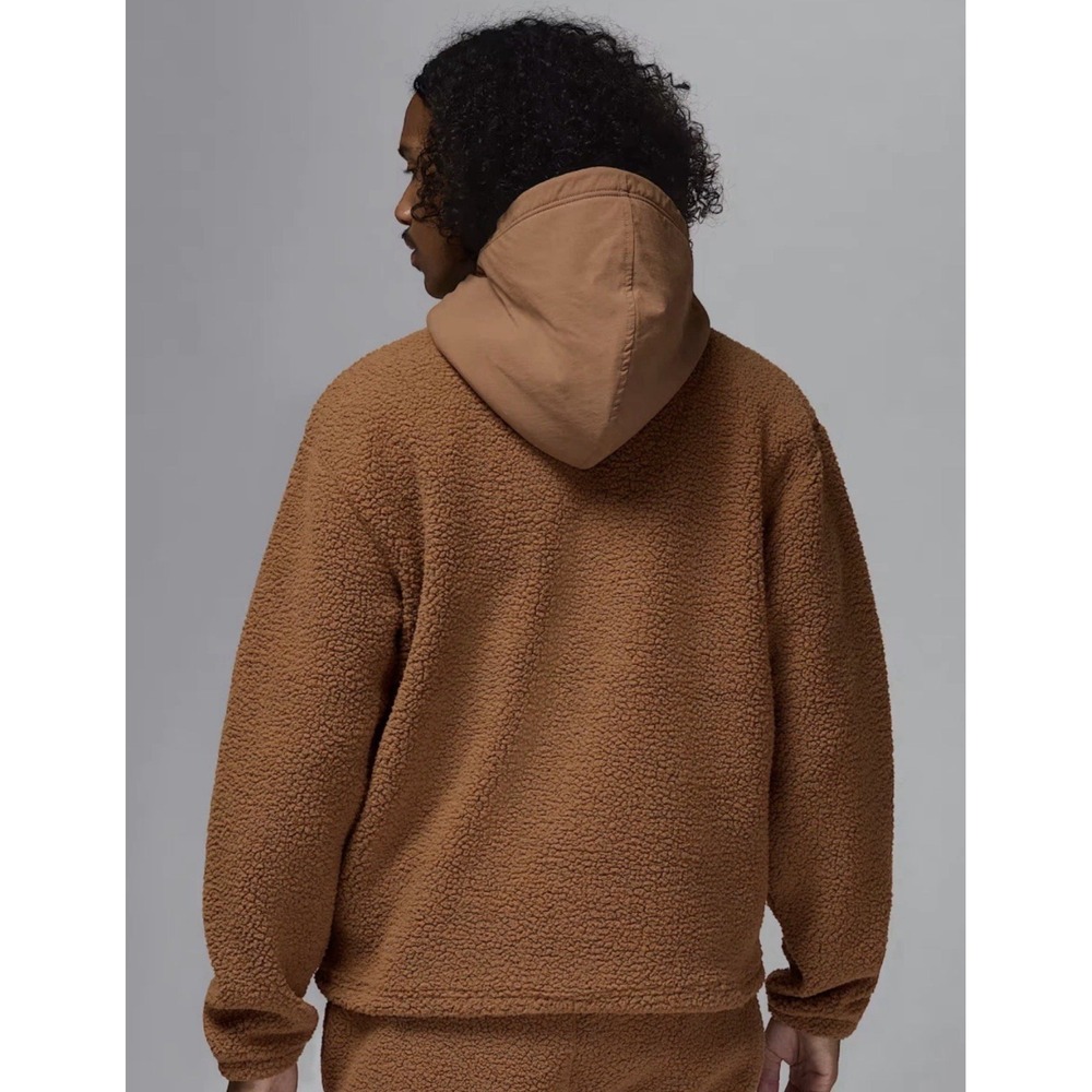 NEW Nike Jordan Flight High-Pile Fleece Pullover Hoodie Brown FV7452 Mens Large - Picture 2 of 13